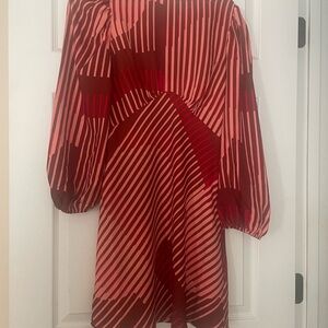 Striped Red and  Coral Ladies Dress
